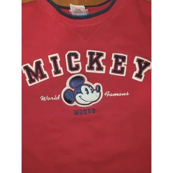 Vintage Disneyland Resorts Red Embroidered Mickey Mouse Crewneck Sweatshirt, XL - Picture 3 of 6